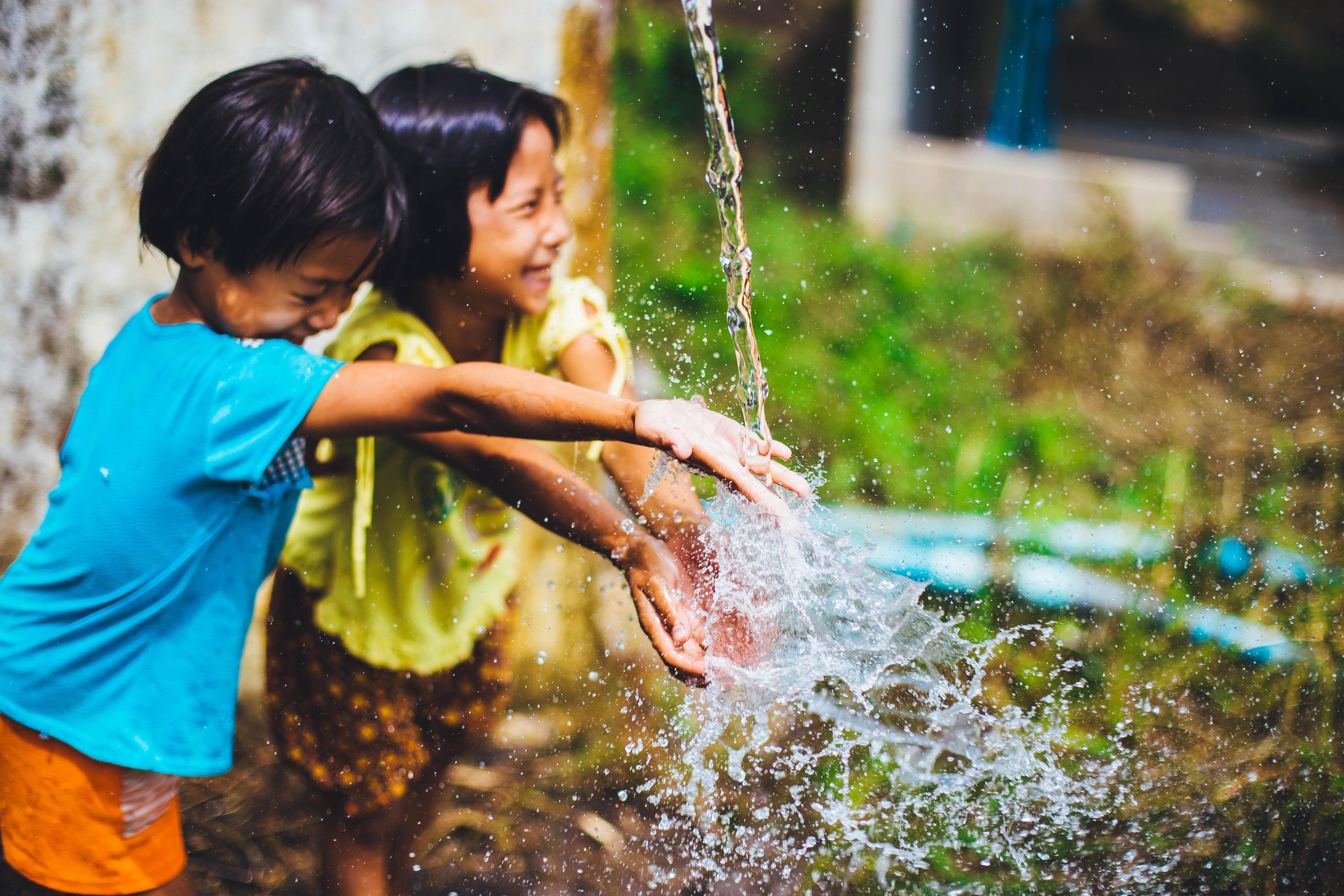 Children playing with water